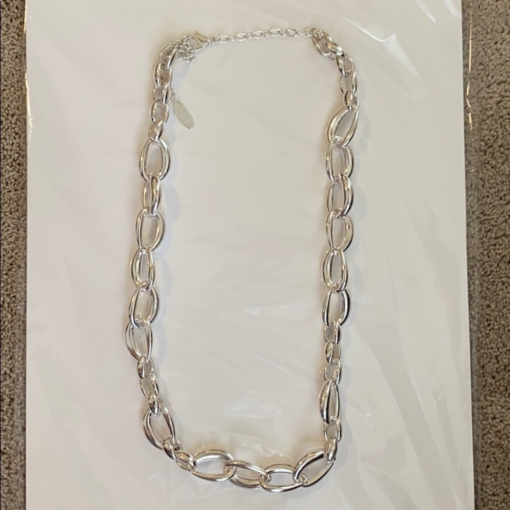 Chunky Long Silver link necklace